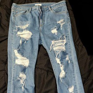 Ripped Blue Jean Pants